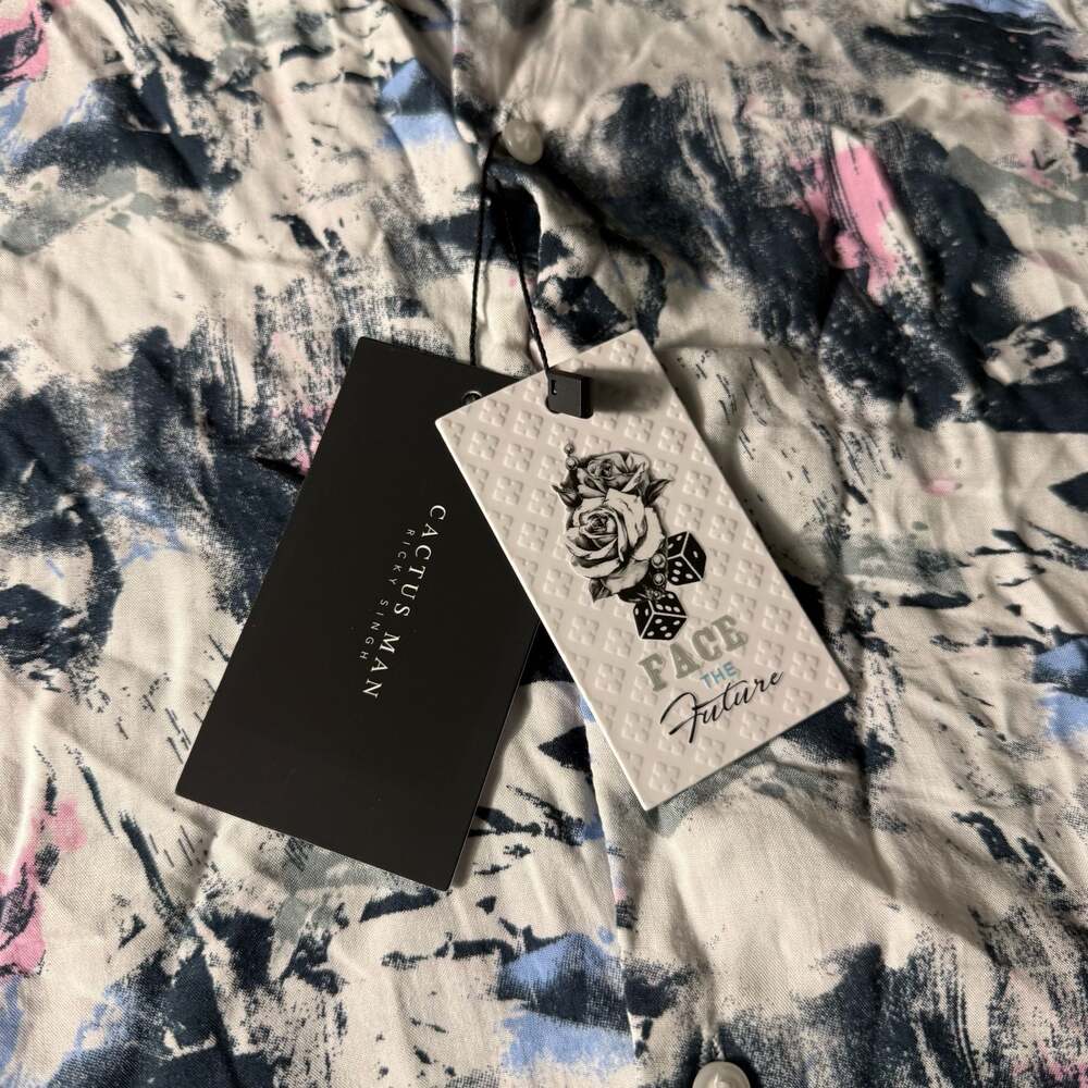 Cactus Man Ricky Singh Men's Short Sleeve Button-Down Shirt Abstract Print
